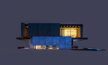 Park yeri ve havuzu satılık ya da ahşap kaplamalı modern konforlu ev. Beyazda izole edilmiş