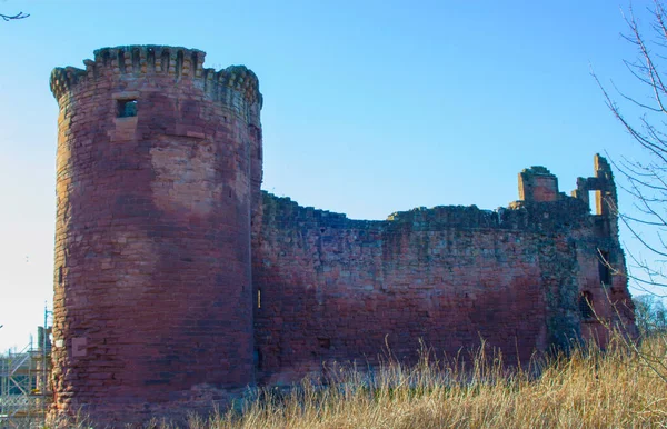 Ruinen Des Mittelalterlichen Bothwell Castle Gegen Den Blauen Himmel South — Stockfoto