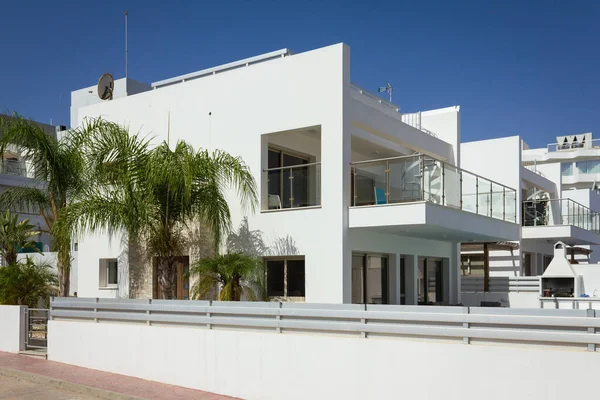 Cyprus, Protaras, vacation. Luxurious villa with swimming pool and jacuzzi. Villa Protaras. White buildings.