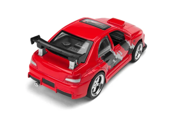 Carro de brinquedo vermelho isolado no branco — Fotografia de Stock