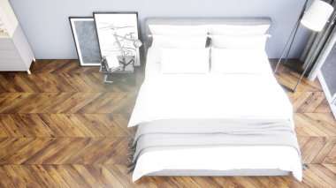 Modern tasarım oturma odası İskandinav tarzında. 3d oluşturma