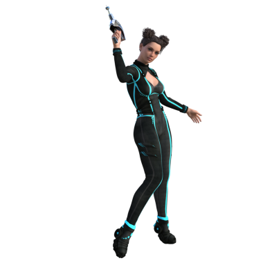 3D çizim, illüstrasyon, bilim kurgu kadın. 