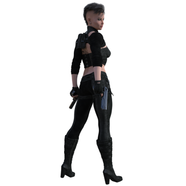 3D tasvir, illüstrasyon, şehir fantazisi kadın suikastçı