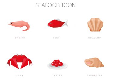 Deniz Ürünleri Çokgen Simge Seti