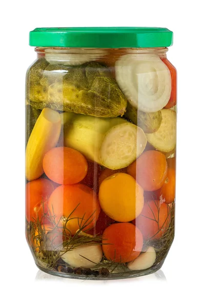 罐装西红柿在一个白色的背景 孤立的罐子 Pat — 图库照片