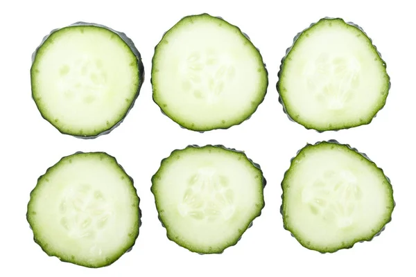 Slices Fresh Cucumber Slices Isolated White Background Clipping Pat — Stock Photo, Image