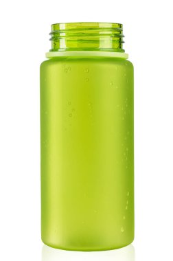 beyaz zemin üzerinde bir bisikletçi için renkli su şişesi. izole. unscrewed bir kapak ile. kırpma pat