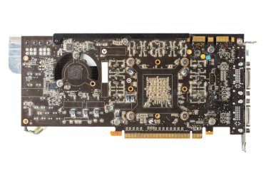 bilgisayar grafik kartı yakın çekim. ekipman için araştırma cryptocurrency. Beyaz arka plan üzerinde izole. kırpma pat