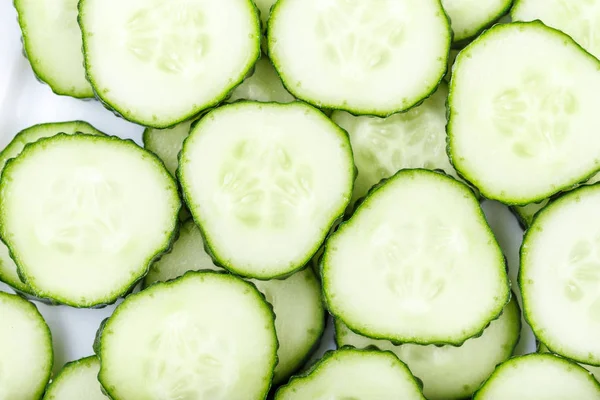Slices Fresh Cucumber Background Place Text — Stock Photo, Image