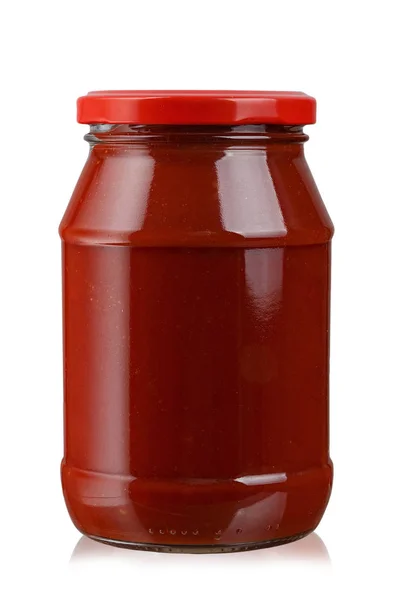 Tomato Paste Jar Isolated White Background Clipping Pat — Stock Photo, Image