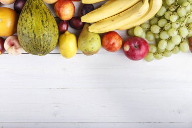 meyve arka plan beyaz arka plan, meyve Detoks, metin için yer egzotik meyve ile