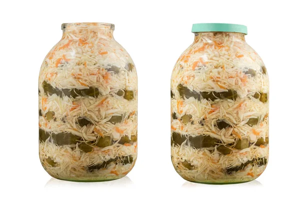 Sauerkraut Glas Isoliert Auf Weißem Hintergrund — Stockfoto