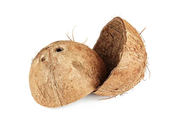 Kokosový Shell Bílém Pozadí Samostatný Takže Dekorativní Pokrmy Kokosu Shel — Stock fotografie