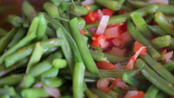 Spargelbohnen Werden Einer Pfanne Mit Gemüse Geschmort Nahrhaftes Und Gesundes — Stockvideo