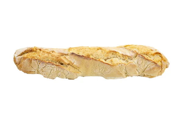Baguette Pane Con Crosta Croccante Isolata Fondo Bianco Pasticcini Tradizionali — Foto Stock