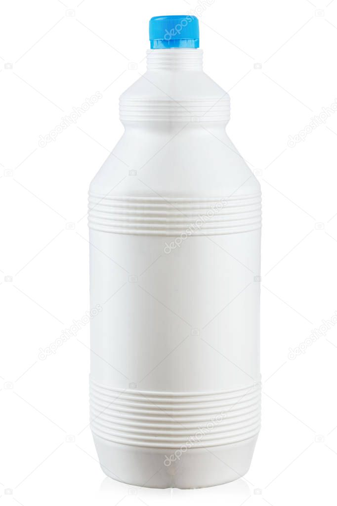 white bottle for chemical agent on white background isolated. clipping pat