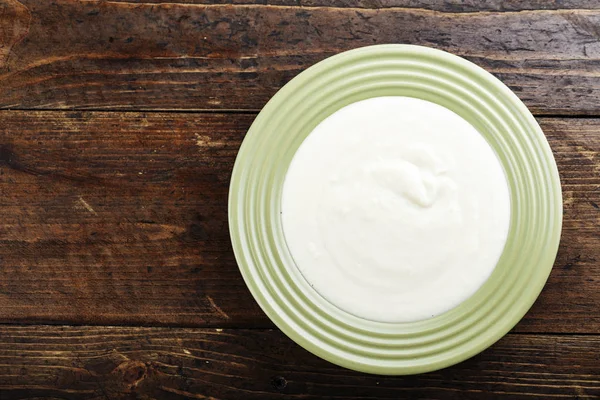 Sopa Crema Blanca Plato Sobre Mesa Hay Nada Cerca Plato — Foto de Stock