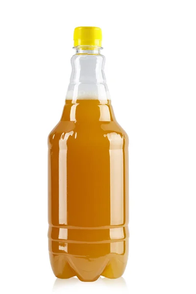 Kraft Beer Plastic Bottle White Background Isolated Bottle Label Place — Stock Photo, Image