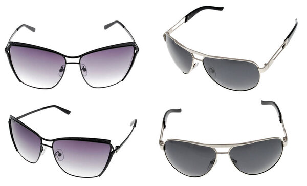 different sunglasses isolated. modern fashion
