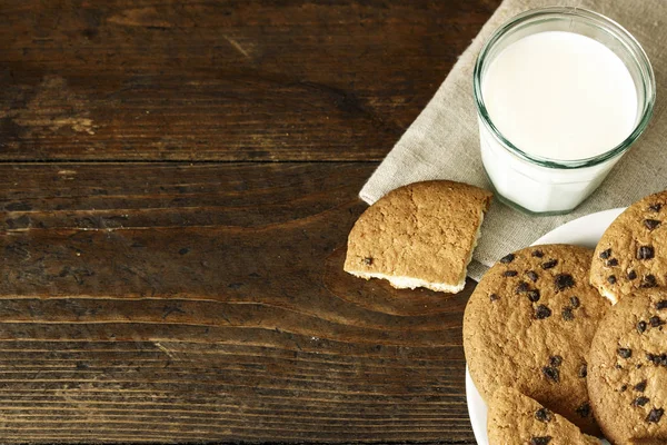 Домашнее Шоколадное Печенье Стакан Молока Йогурта Space Tex — стоковое фото