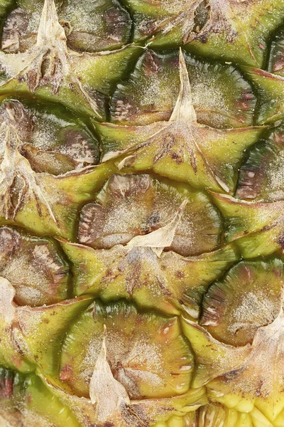 Pineapple closeup on a black background. clearly visible texture of the peel of the frui