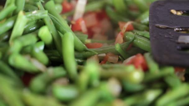 Stew with asparagus beans — Stock Video