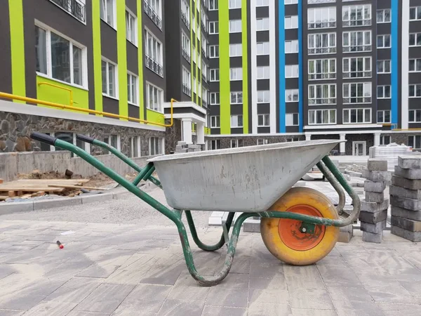 Empty Cement Cart Yard Construction Site Close — Stock Photo, Image