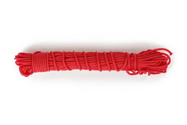 Красной Нейлоновой Веревке Изолированной Белой Спинке — стоковое фото