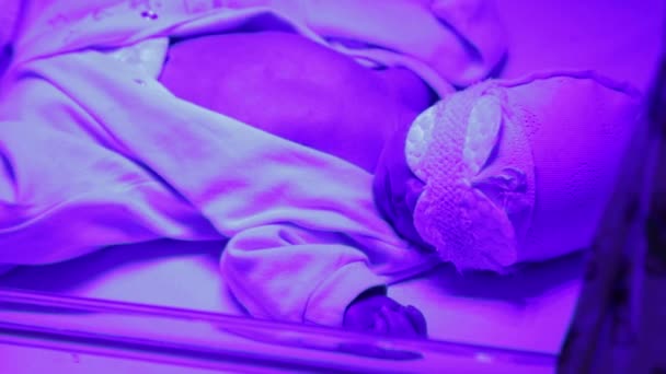 Новорожденный под лампой — стоковое видео