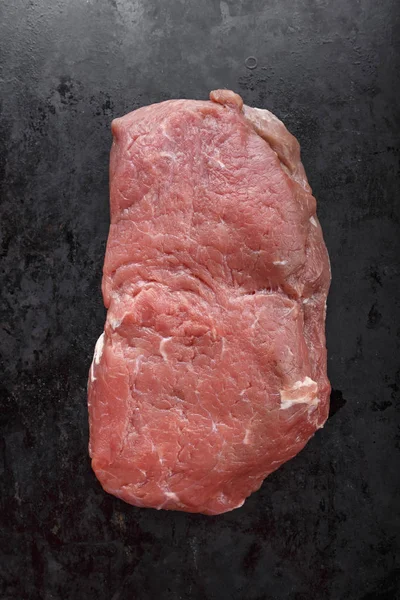 Nyers Friss Marha Steak Fekete Háttér Hely Tex — Stock Fotó