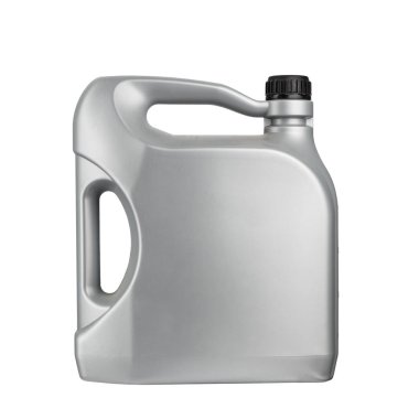 Beyaz arka plan üzerinde izole gri plastik gaz teneke kutu. tex için alan