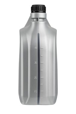 Beyaz arka plan üzerinde izole gri plastik gaz teneke kutu. tex için alan