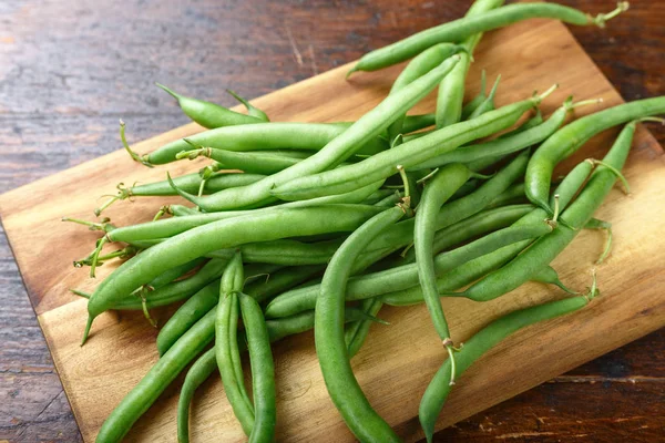 Fagioli Asparagi Tagliere Sul Tavolo Della Cucina Spazio Tex — Foto Stock