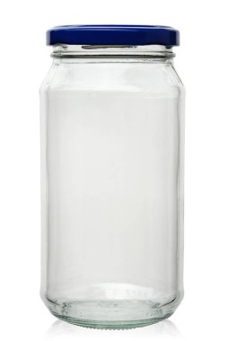 Beyaz arka plan üzerinde izole kapak boş kavanozu. kırpma pat