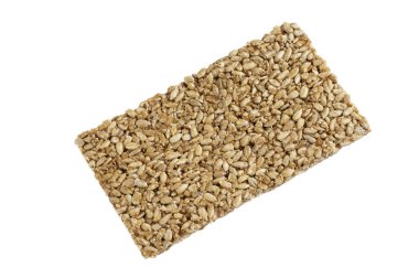 Beyaz arka plan üzerinde izole ayçiçeği tohumu kozinaki. tex için alan