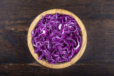 kıyılmış mor lahana Üstten Görünüm