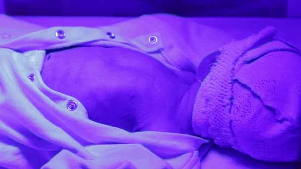 紫外线灯下的新生儿 婴幼儿胆红素升高的治疗 — 图库视频影像