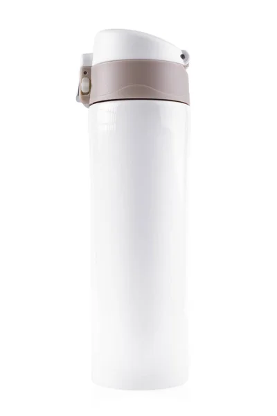 Petit thermos sur fond blanc — Photo