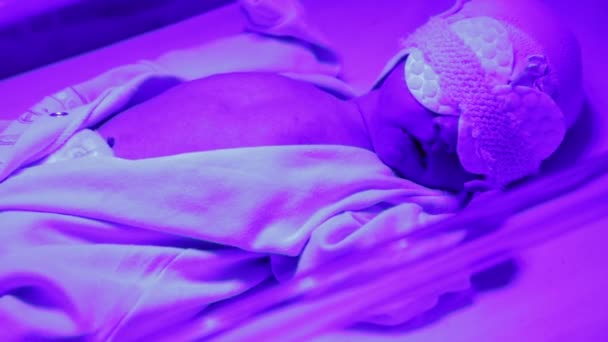 Neugeborenes unter UV-Lampe — Stockvideo