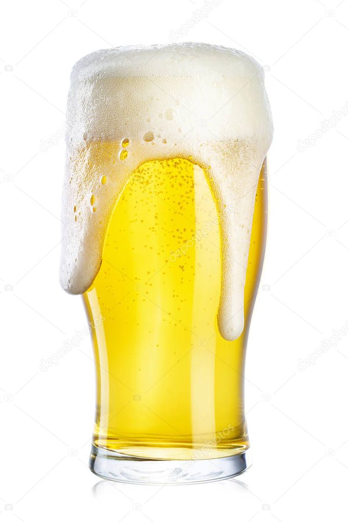 a glass of beer and foam