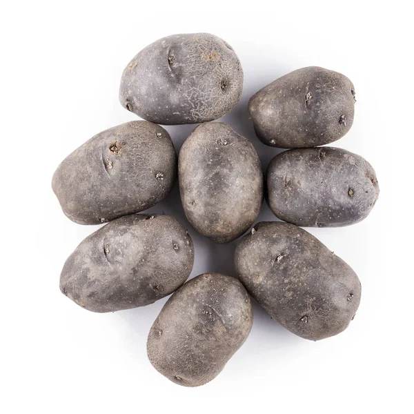 Πολλές μωβ πατάτες σε λευκό φόντο — Φωτογραφία Αρχείου