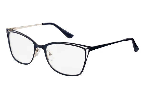 Голубые очки для зрения на белом фоне — стоковое фото