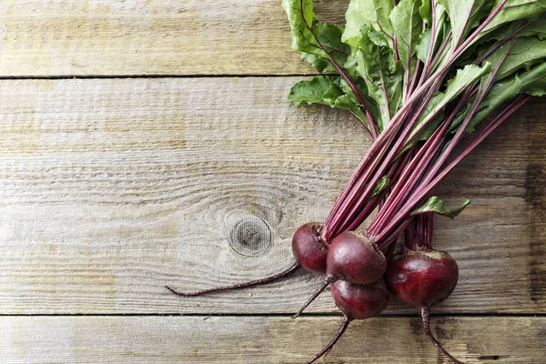 Taze organik pancar, pancar. Eski rustik ahşap arka plan. 