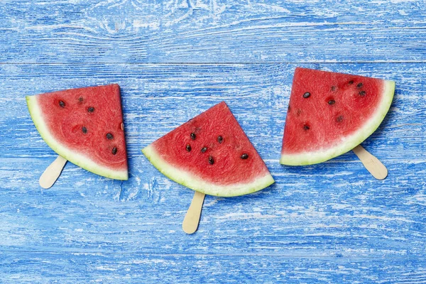 Watermelon Pattern Flat Lay Top View Space Text — Stock Photo, Image