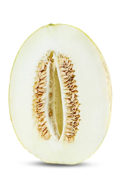 Eine halbe Melone auf weißem Hintergrund — Stockfoto