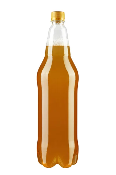 Frasco de cerveja de plástico isolado sobre fundo branco . — Fotografia de Stock