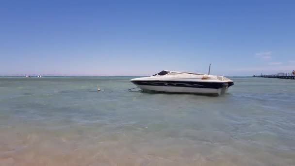 Barco naufragado en el mar — Vídeo de stock