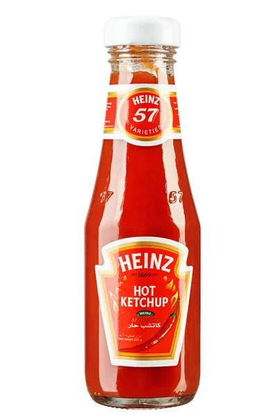 Горячий кетчупный соус Хайнца. Компания была основана в 1869 году Hen — стоковое фото