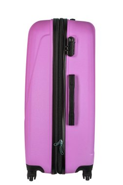 Seyahat pembe bavul beyaz arka planda izole . 