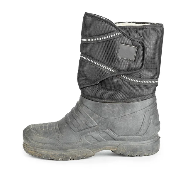 Dirty rubber boots on a white background — Stock Photo, Image